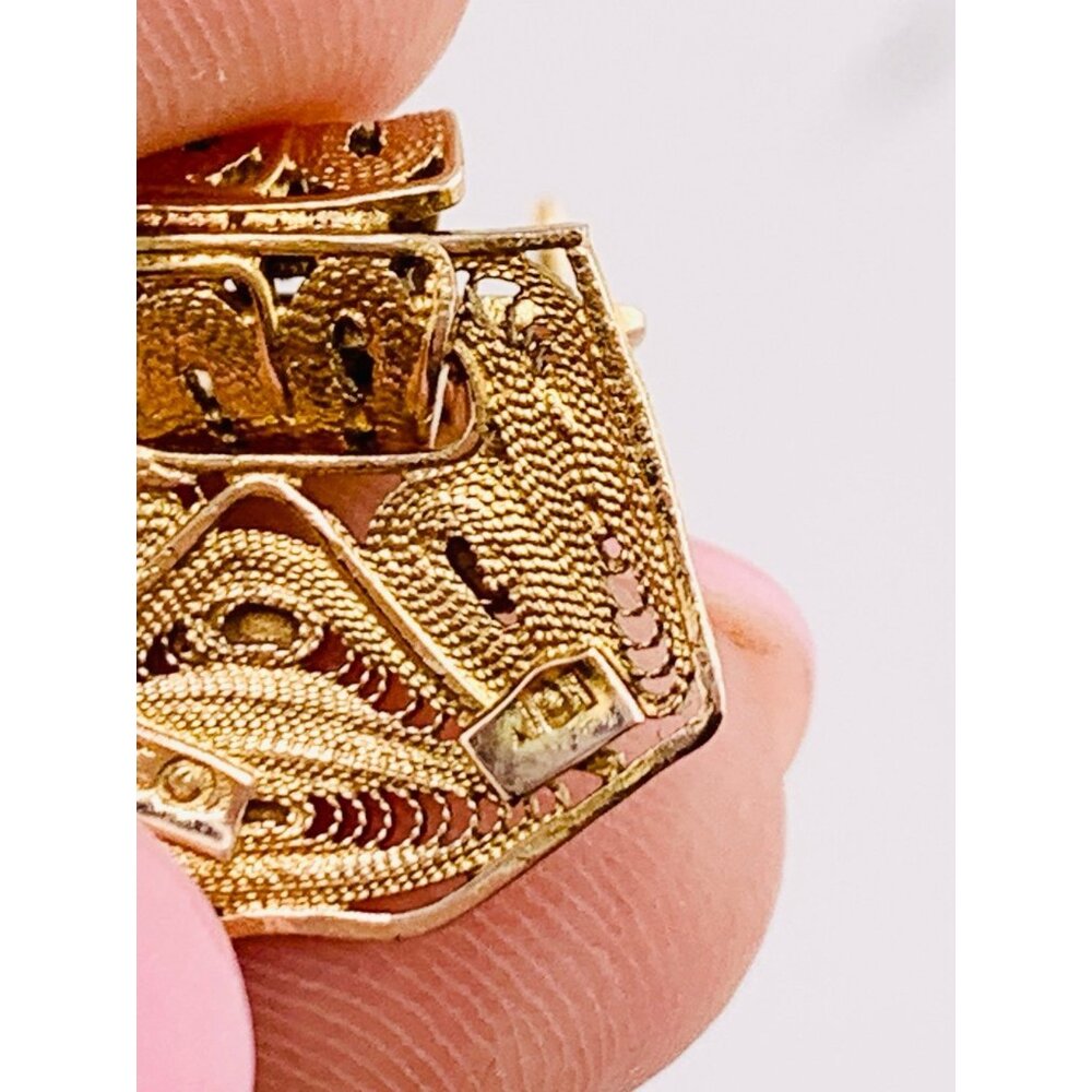 10k Solid Gold Earrings Dangle Mexican Traditiona… - image 6